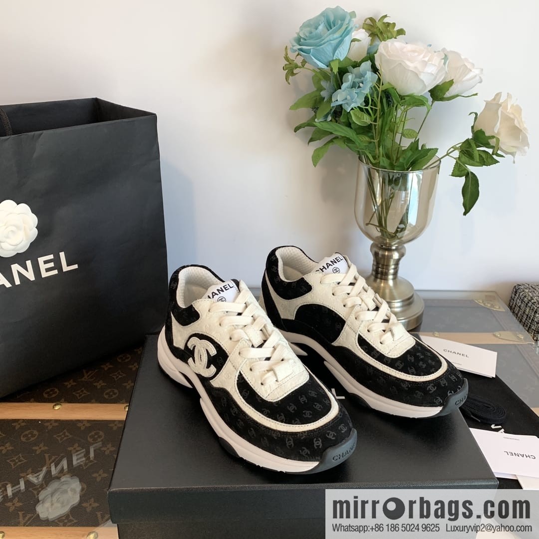 Chanel black embossing logo panda 🐼 sneakers