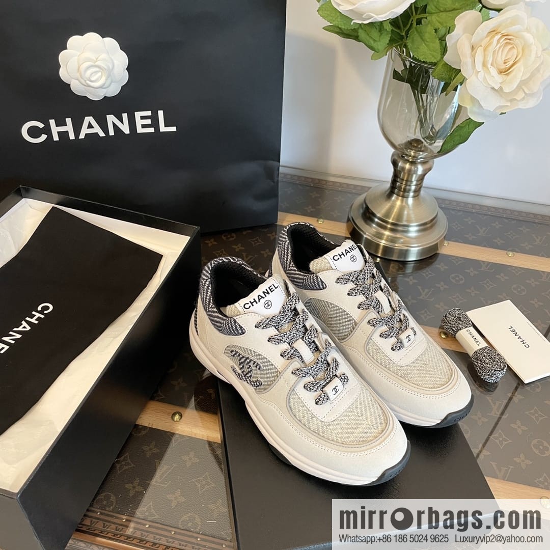 Chanel Wool rough flower reflective sneakers