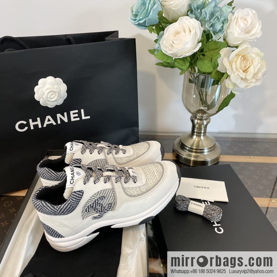 Chanel Wool rough flower reflective sneakers
