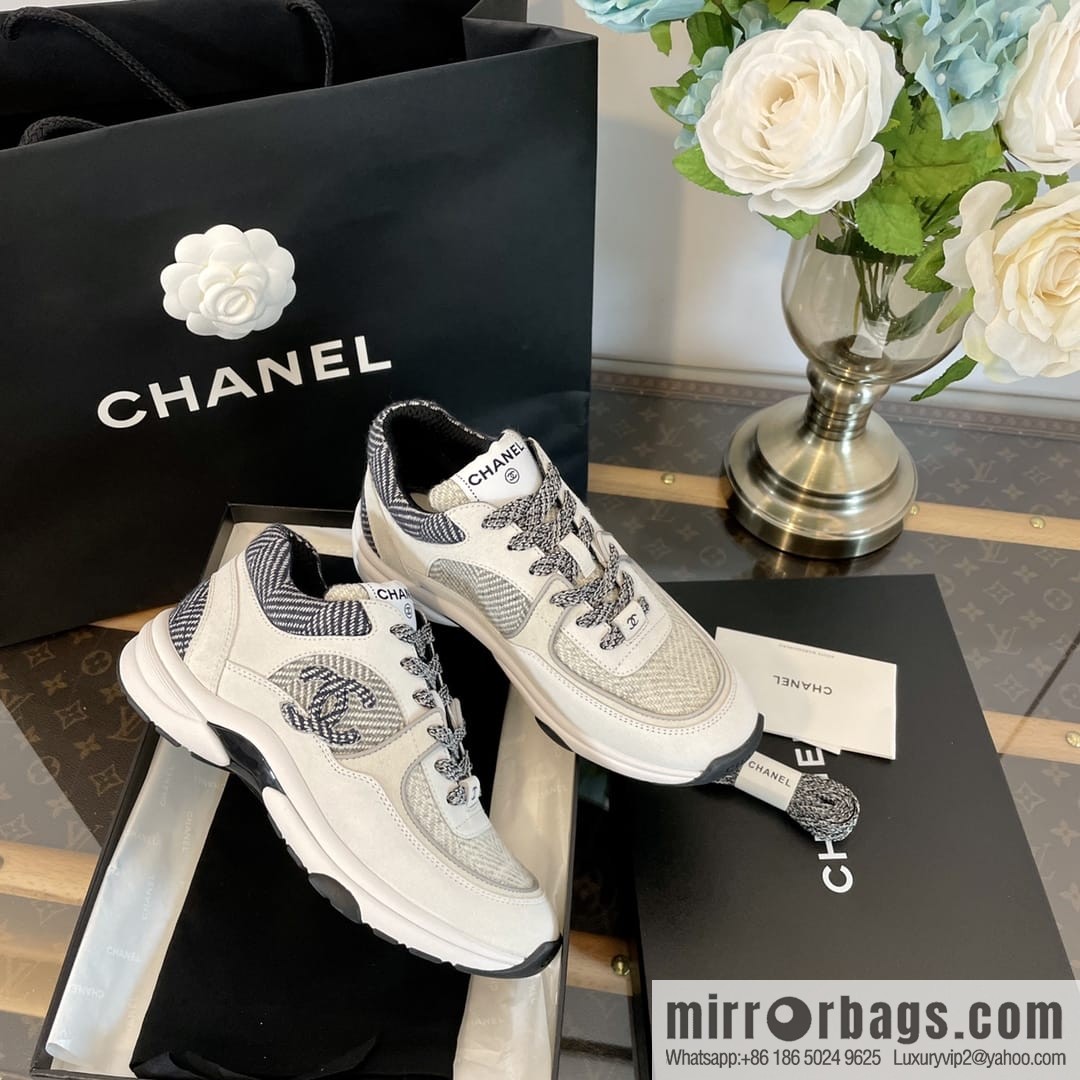 Chanel Wool rough flower reflective sneakers