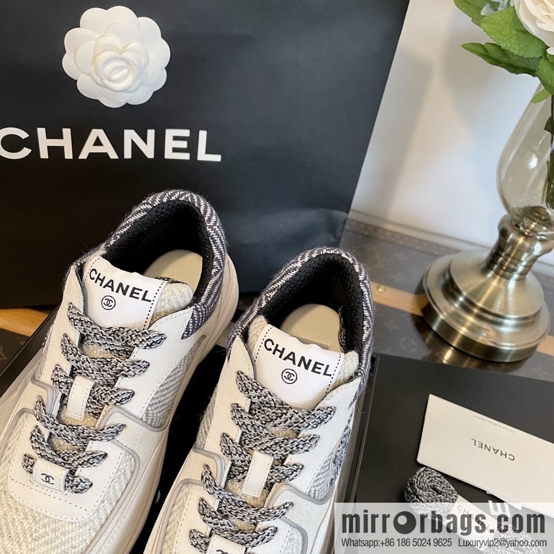 Chanel Wool rough flower reflective sneakers