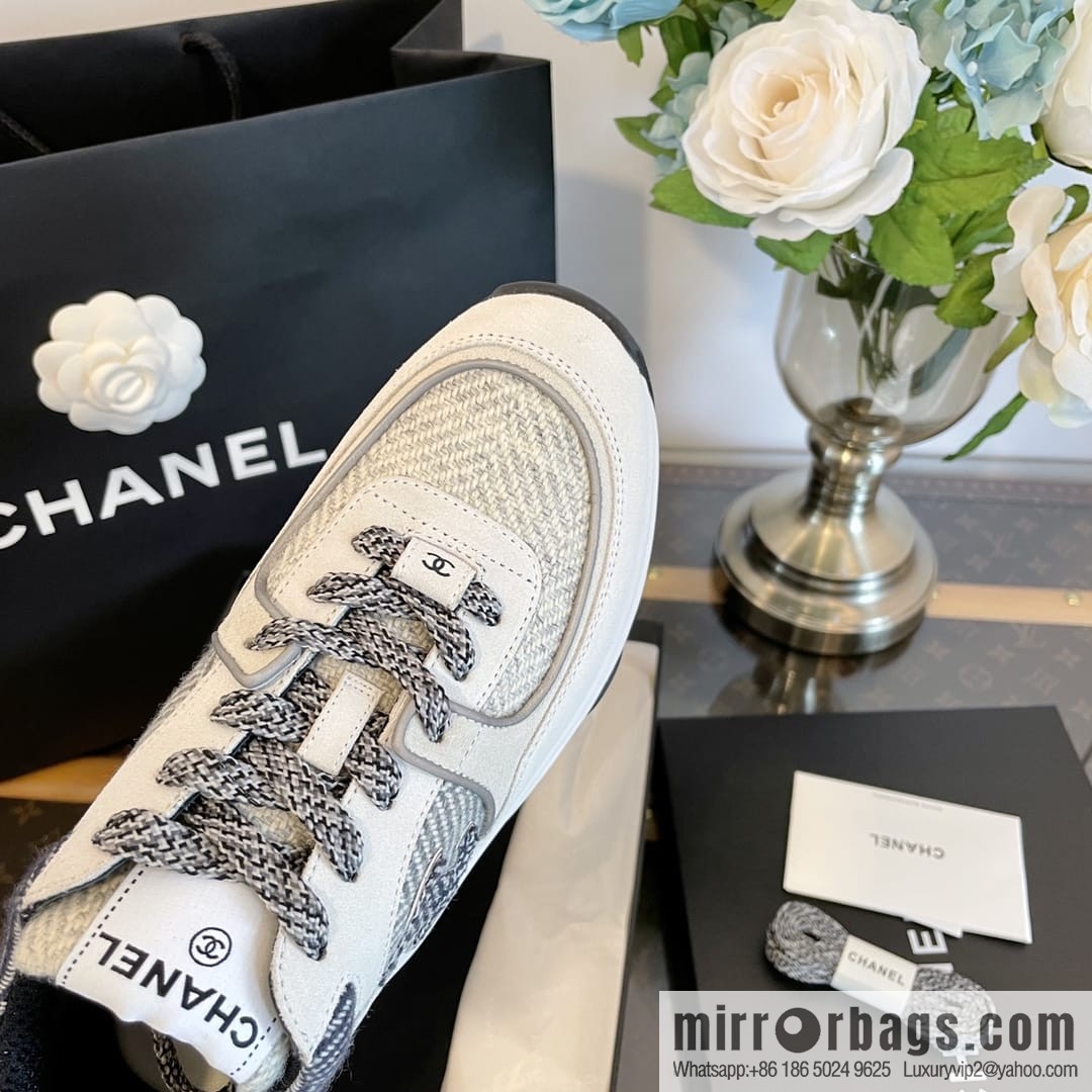 Chanel Wool rough flower reflective sneakers