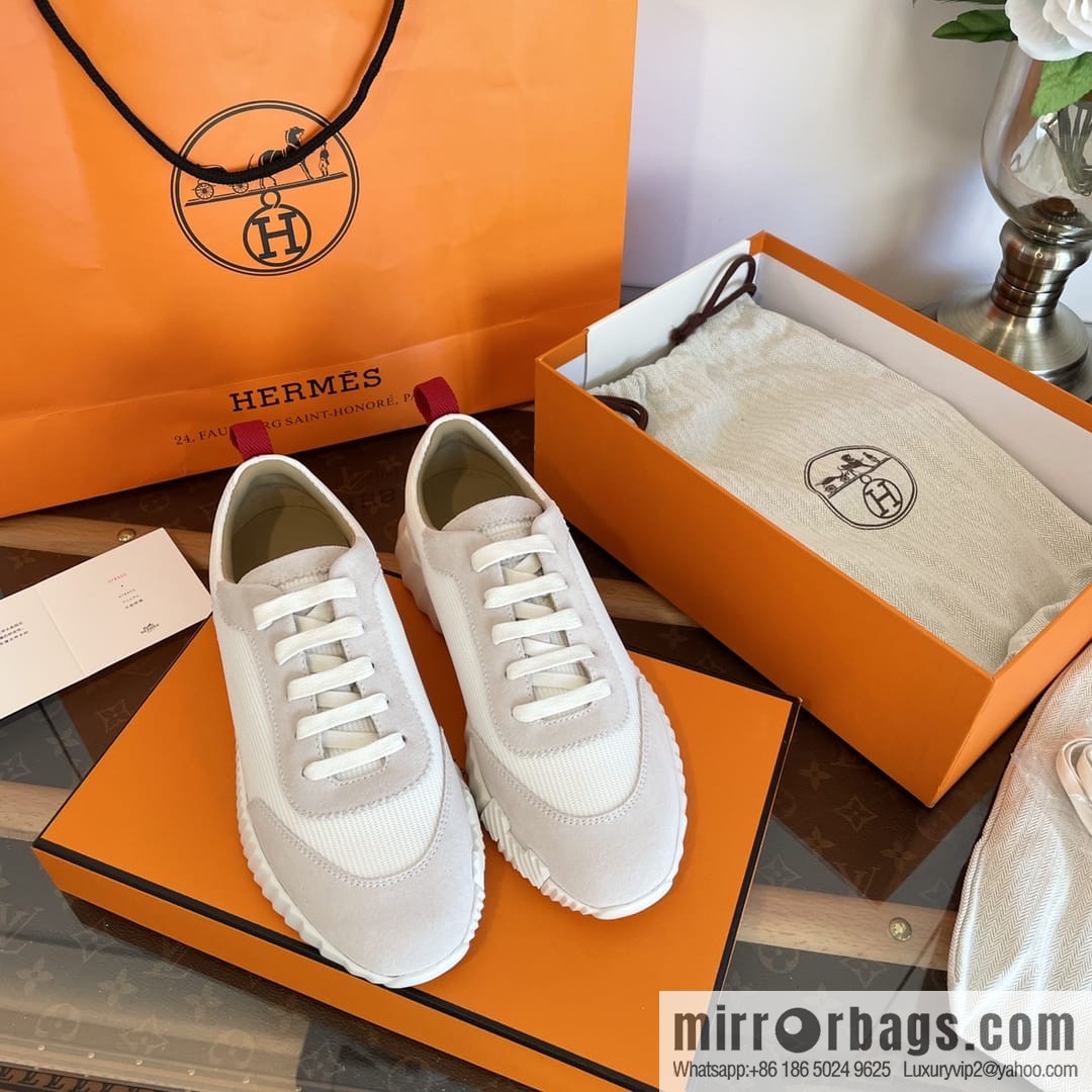 Hermes Hermès imported sheepskin ➕ cashmere casual sneakers