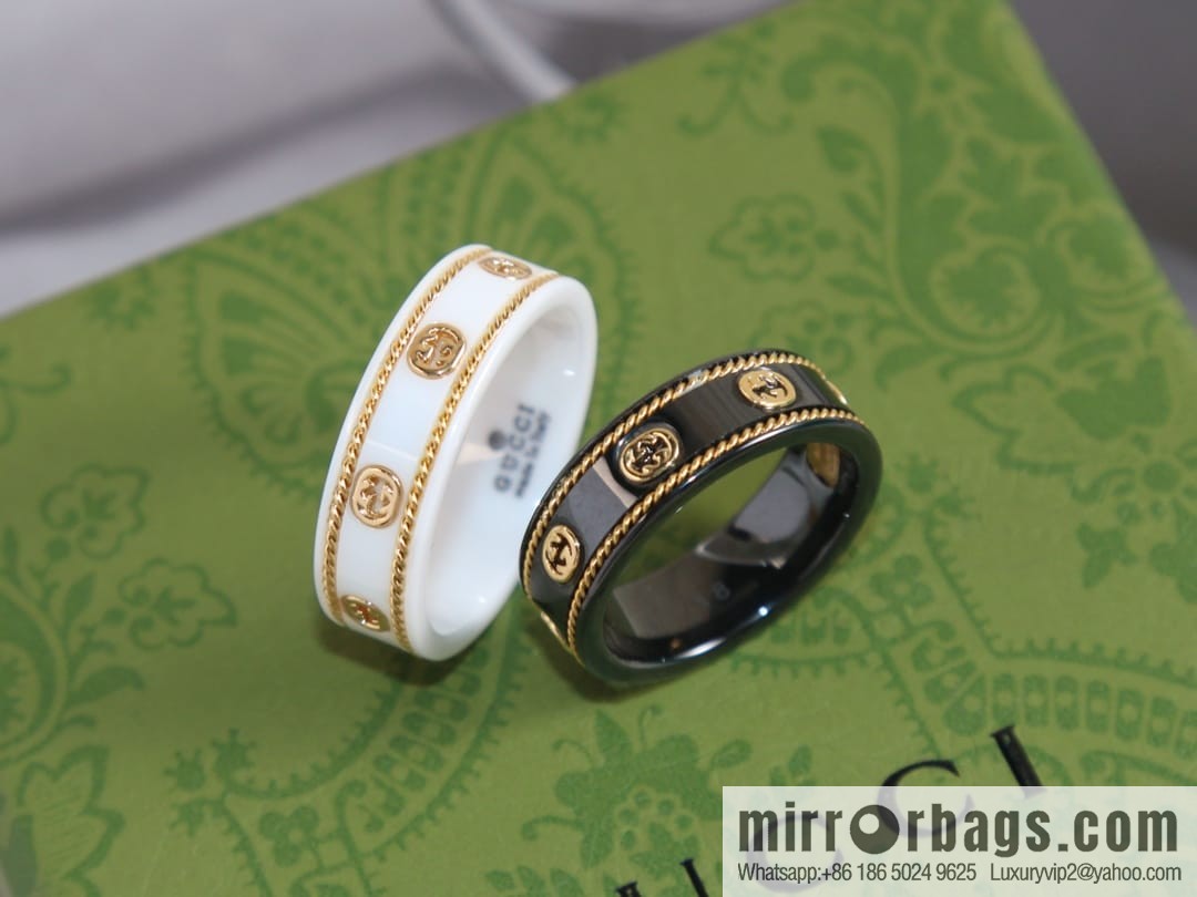 New Gucci gucci double G black and white ceramic ring
