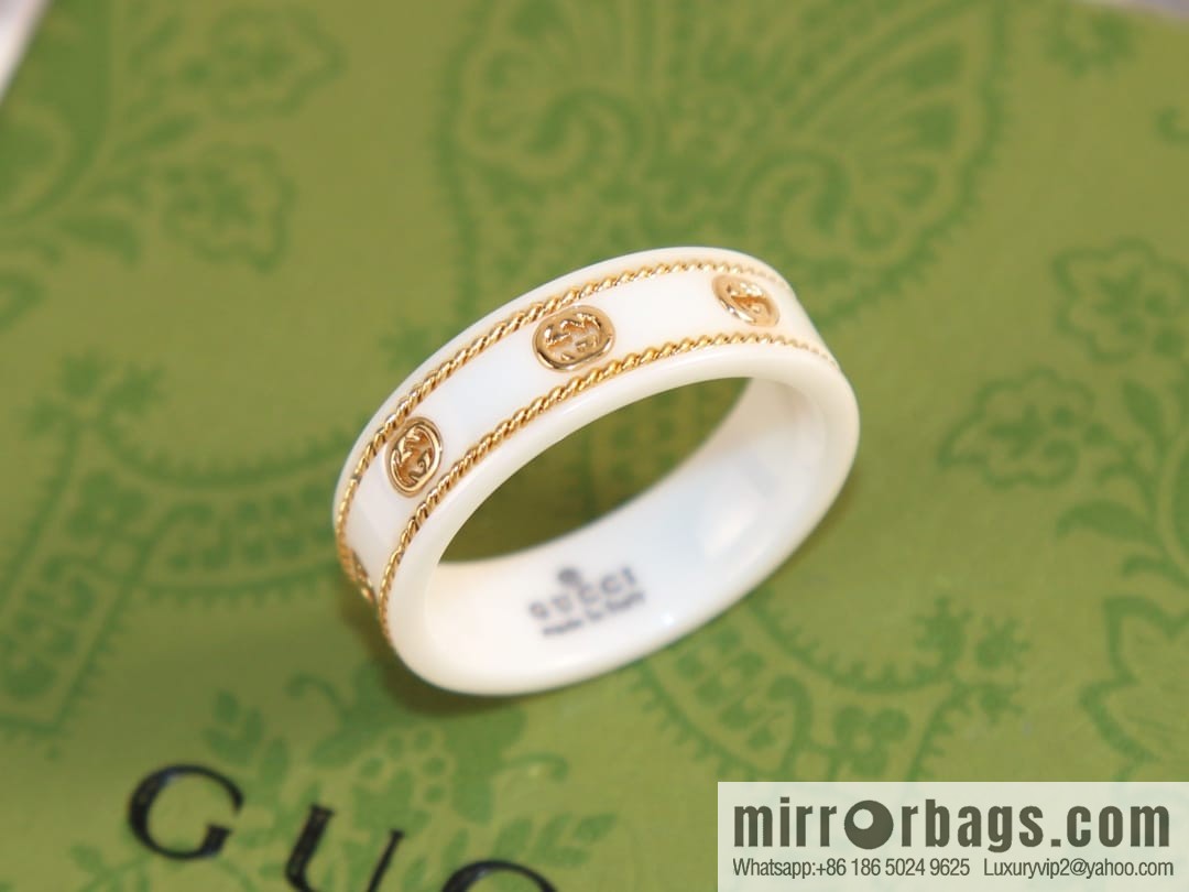 New Gucci gucci double G black and white ceramic ring