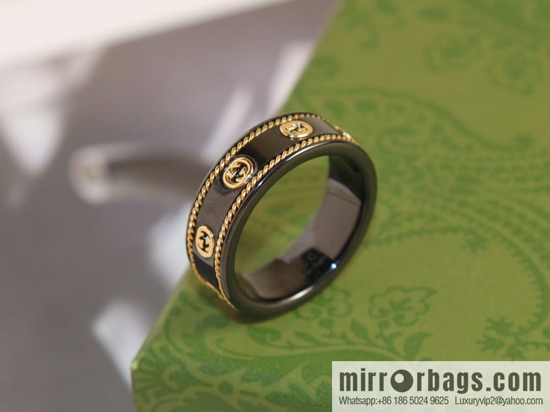 New Gucci gucci double G black and white ceramic ring