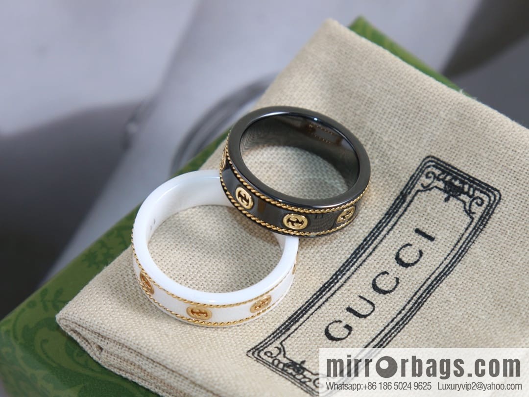 New Gucci gucci double G black and white ceramic ring