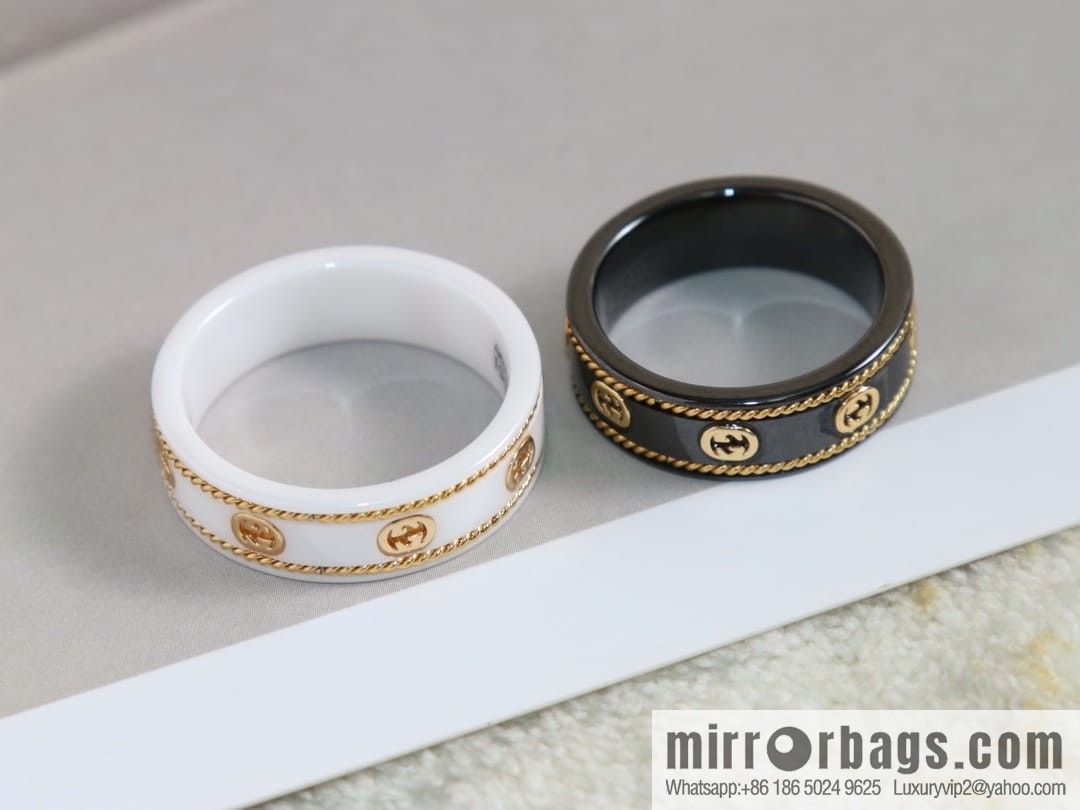 New Gucci gucci double G black and white ceramic ring