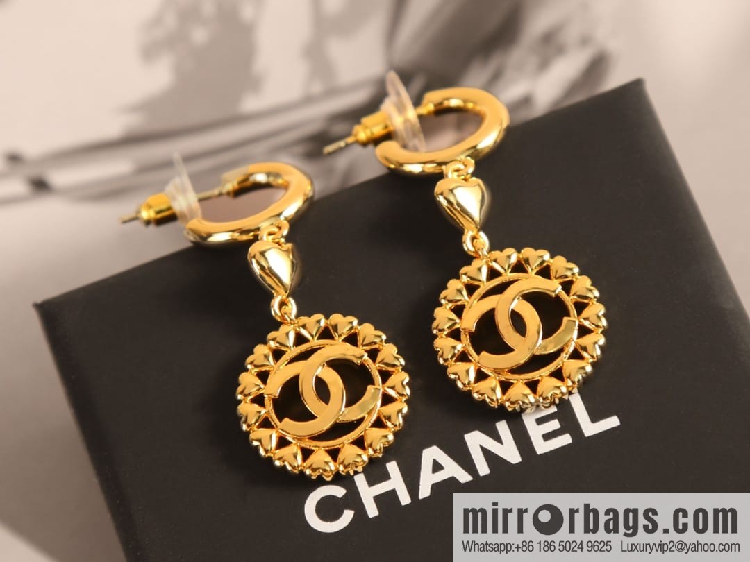 New ☑️ CHANEL Chanel C2 gold double c round stud earrings