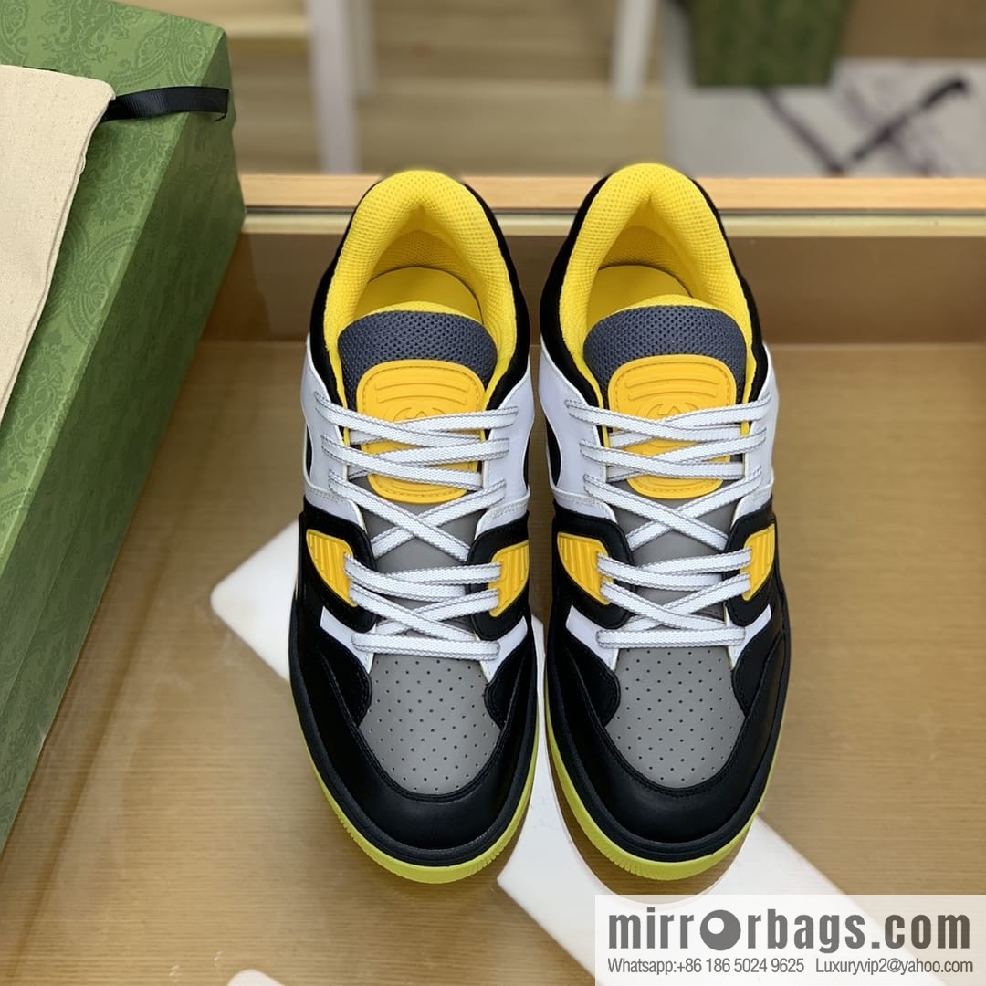 Gucci Gucci uses leather + breathable net iconic men's sneakers