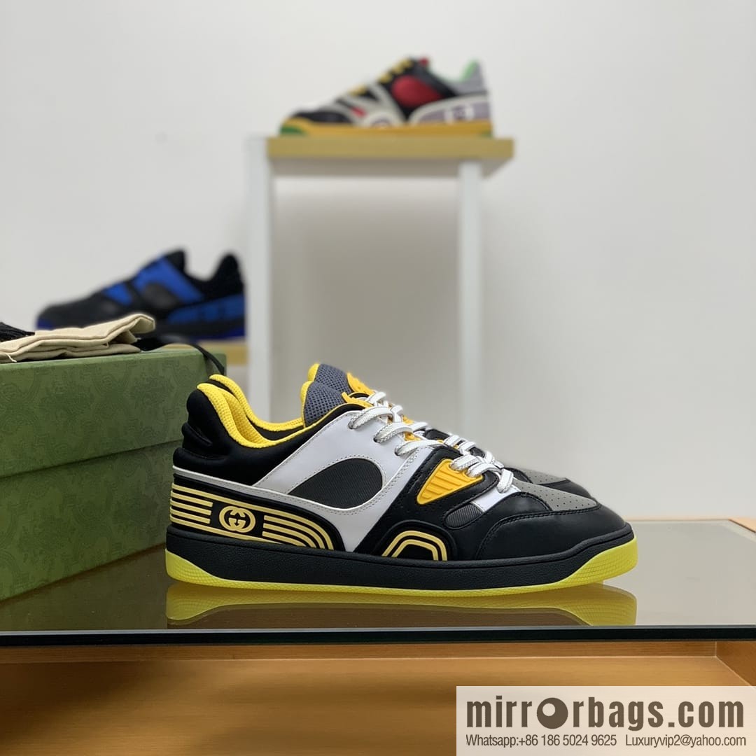 Gucci Gucci uses leather + breathable net iconic men's sneakers
