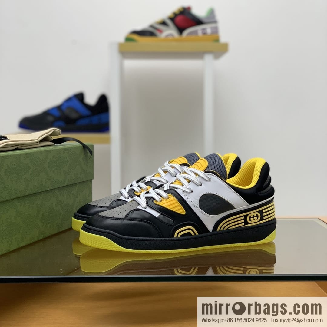 Gucci Gucci uses leather + breathable net iconic men's sneakers