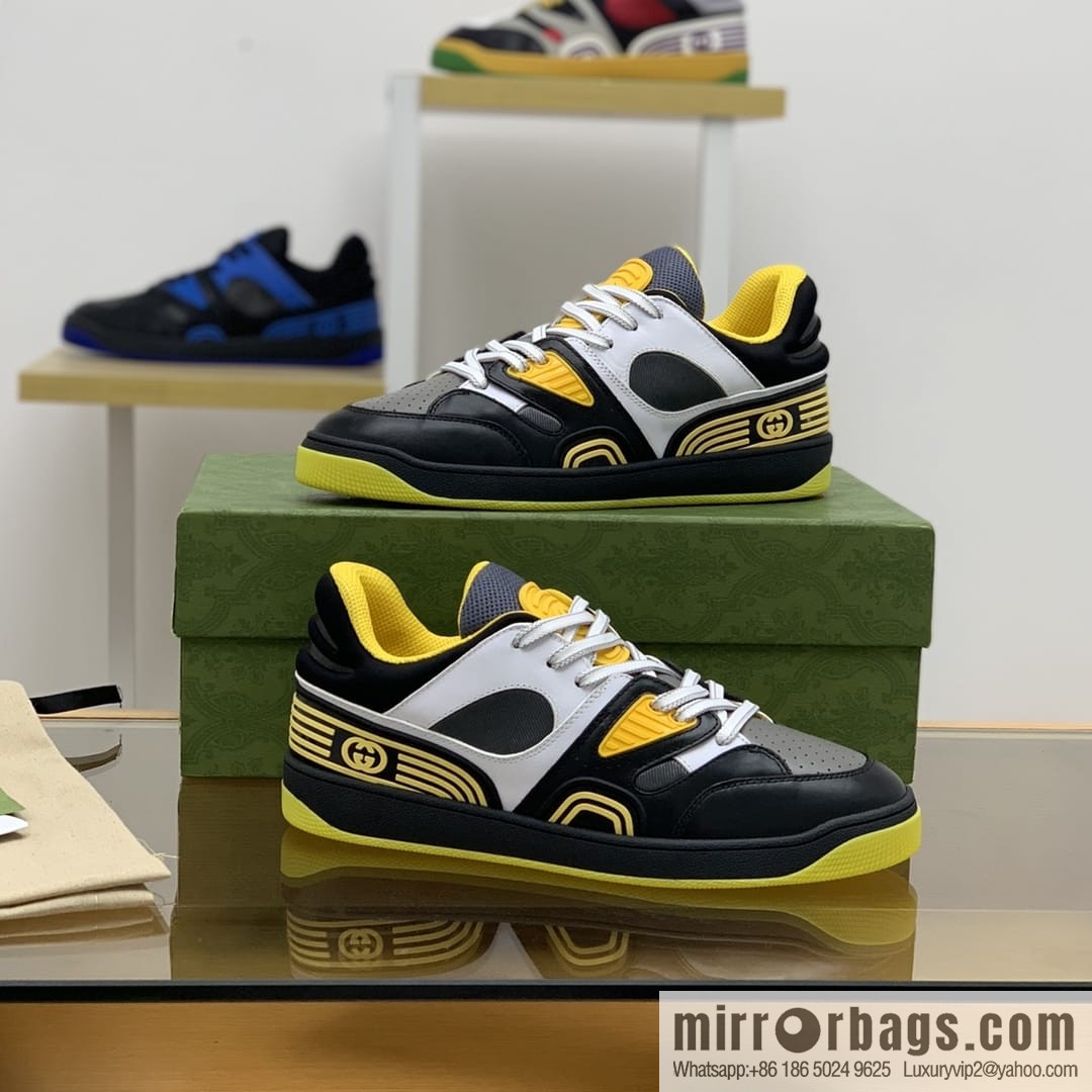 Gucci Gucci uses leather + breathable net iconic men's sneakers