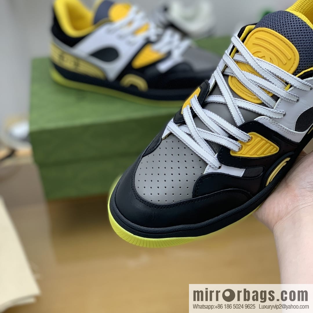 Gucci Gucci uses leather + breathable net iconic men's sneakers