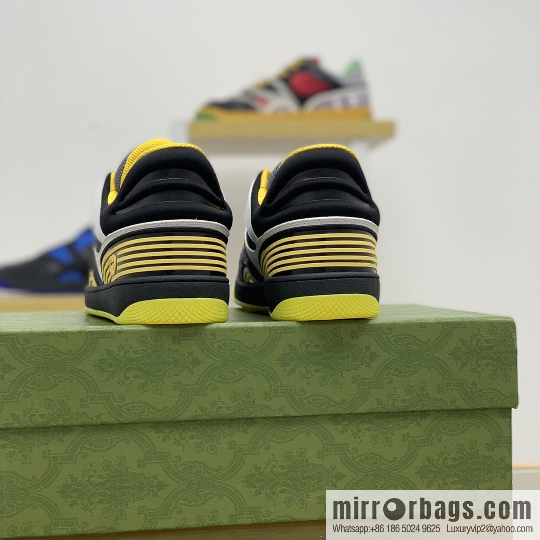 Gucci Gucci uses leather + breathable net iconic men's sneakers