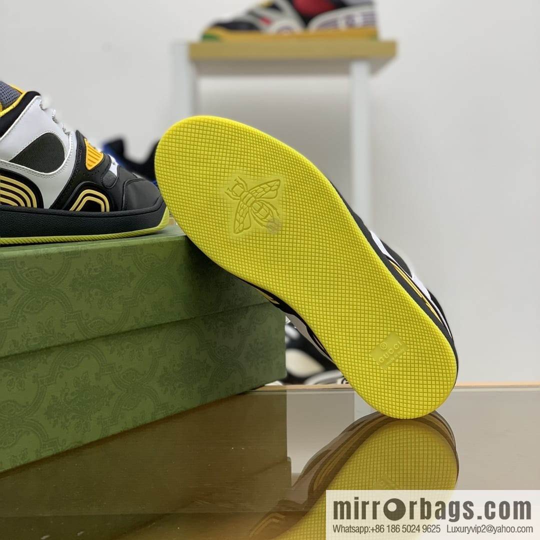 Gucci Gucci uses leather + breathable net iconic men's sneakers