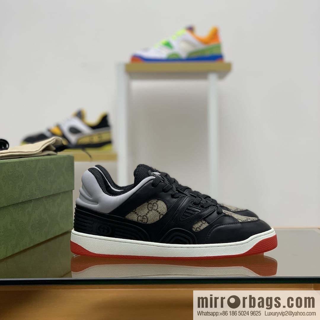 Gucci Gucci uses leather + breathable net iconic men's sneakers