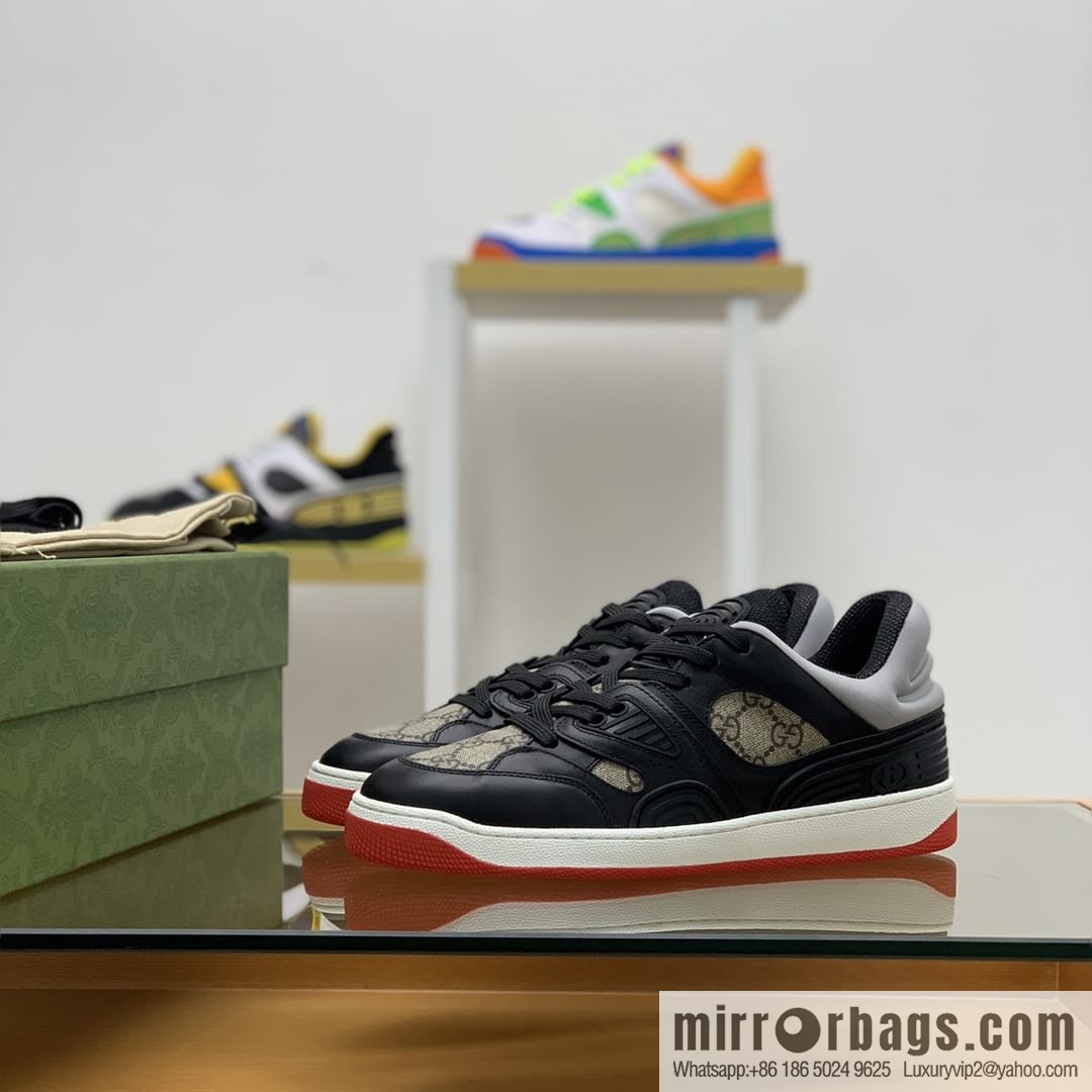 Gucci Gucci uses leather + breathable net iconic men's sneakers