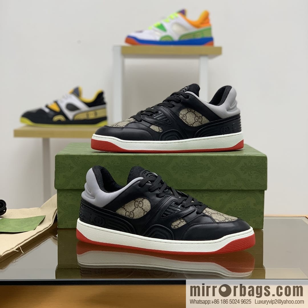 Gucci Gucci uses leather + breathable net iconic men's sneakers