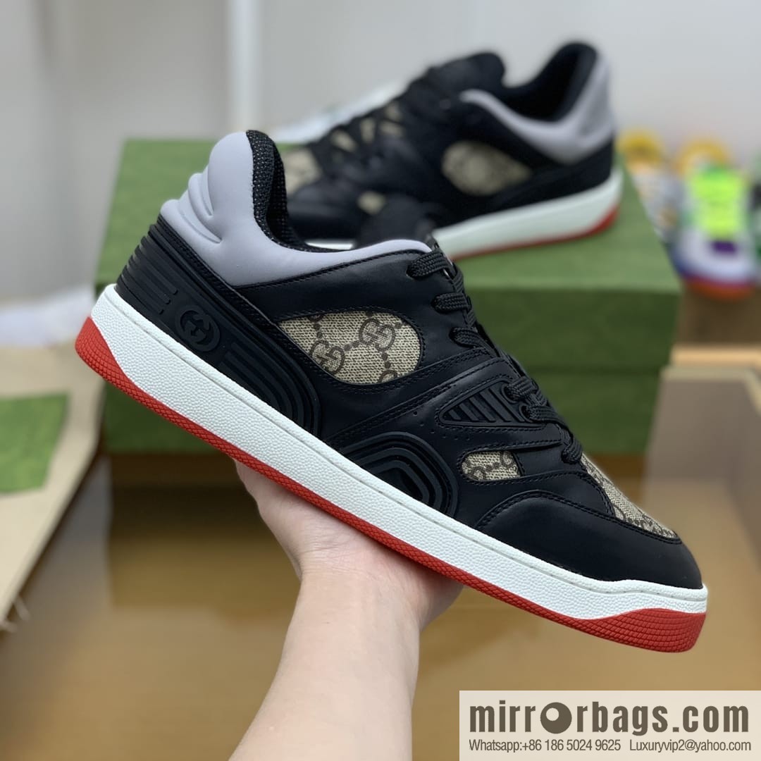Gucci Gucci uses leather + breathable net iconic men's sneakers