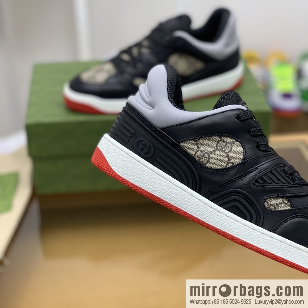 Gucci Gucci uses leather + breathable net iconic men's sneakers