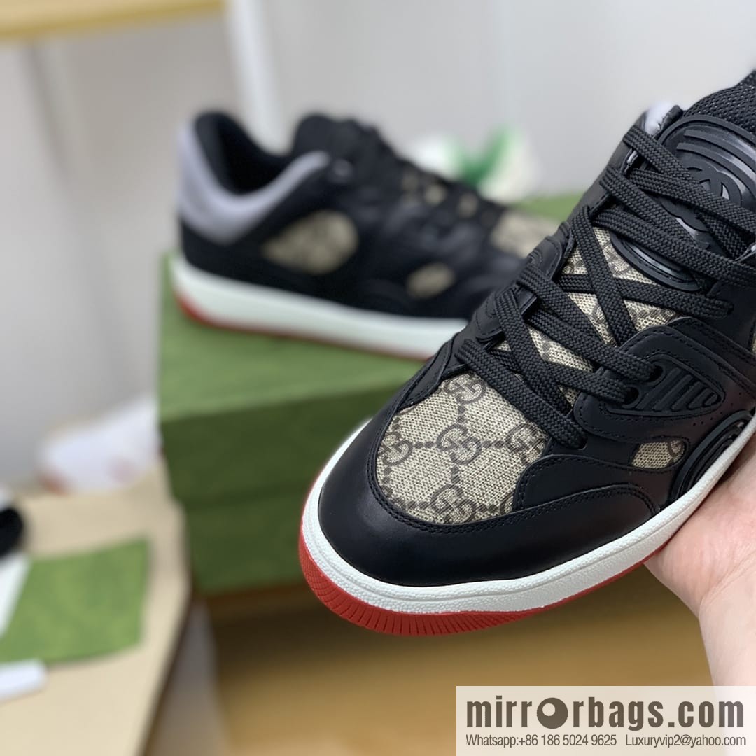 Gucci Gucci uses leather + breathable net iconic men's sneakers