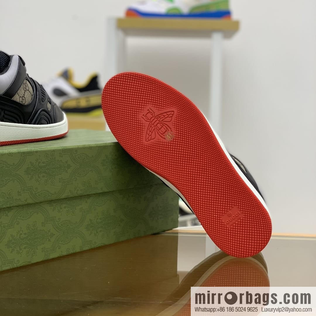 Gucci Gucci uses leather + breathable net iconic men's sneakers