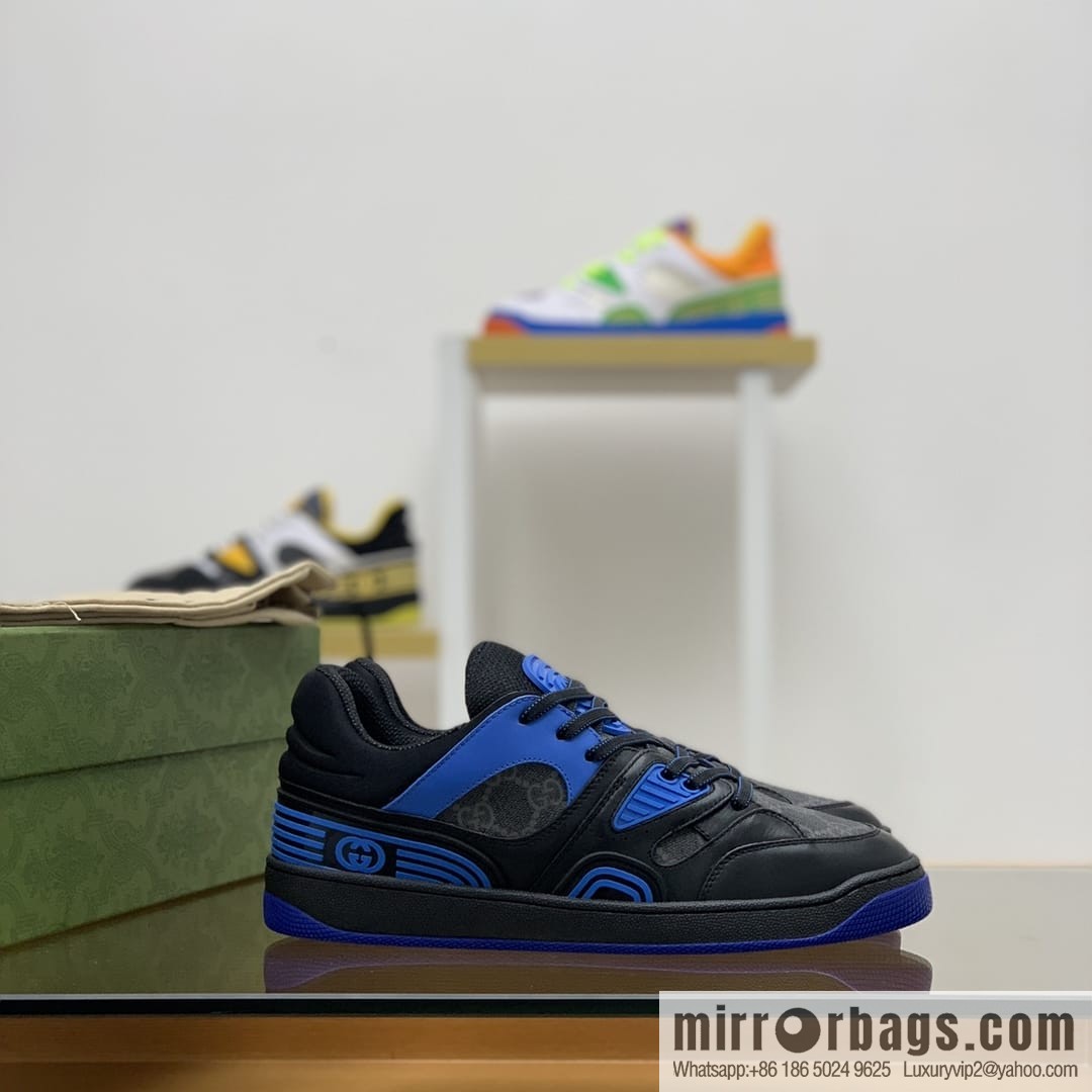 Gucci Gucci uses leather + breathable net iconic men's sneakers