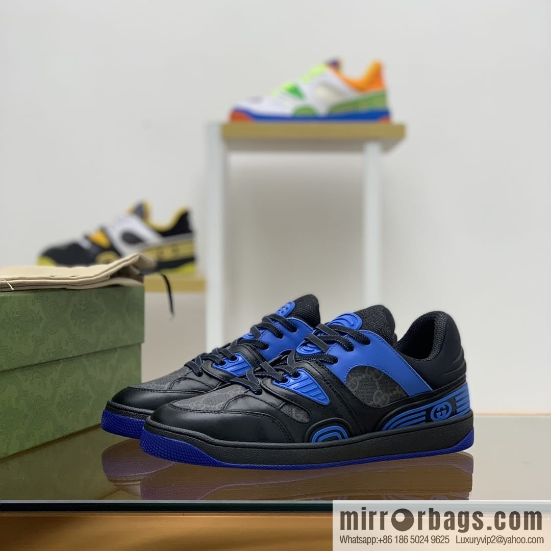 Gucci Gucci uses leather + breathable net iconic men's sneakers