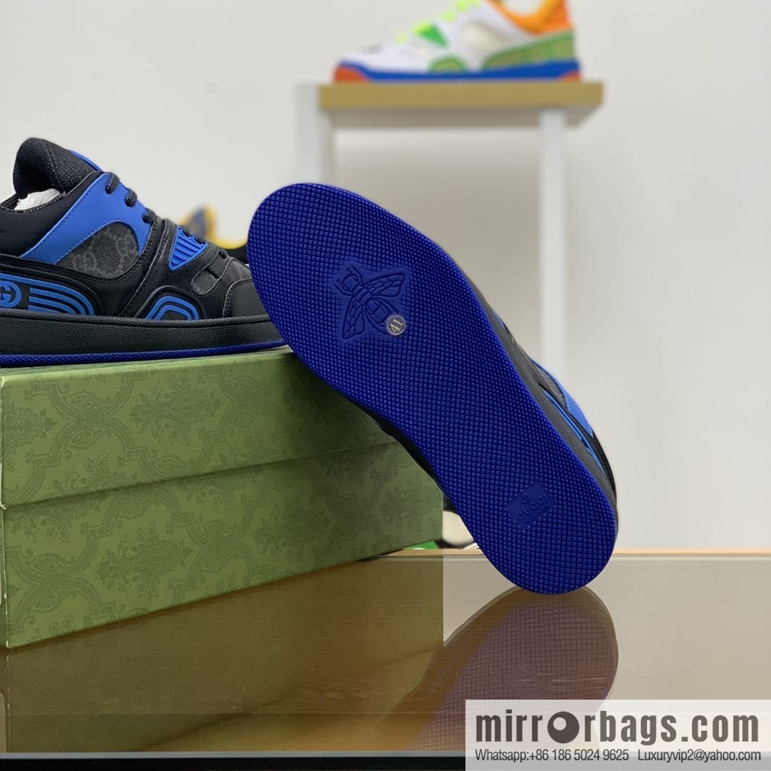 Gucci Gucci uses leather + breathable net iconic men's sneakers