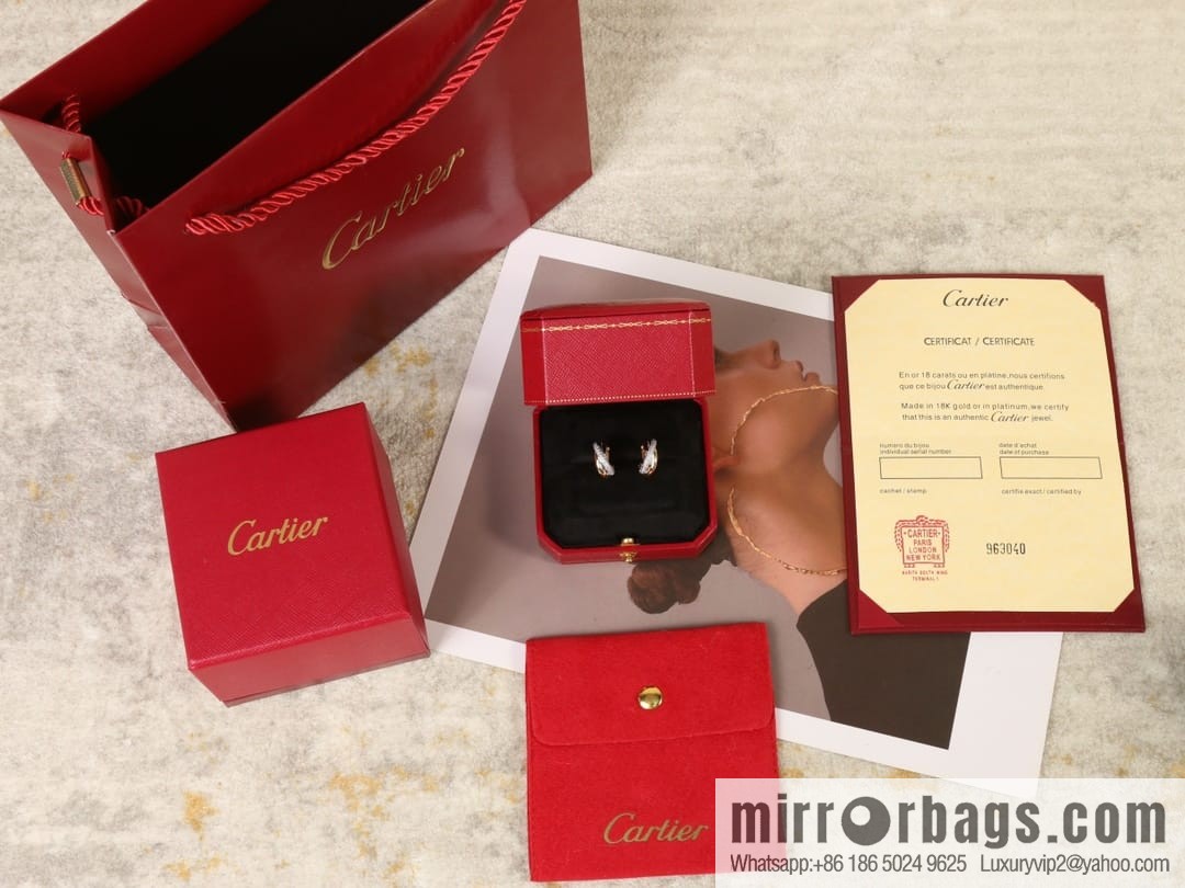 Cartier Trinity series three-color three-ring earrings