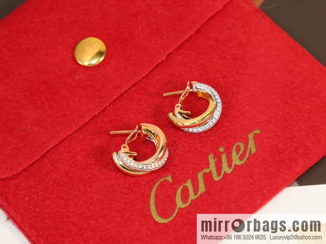 Cartier Trinity series three-color three-ring earrings