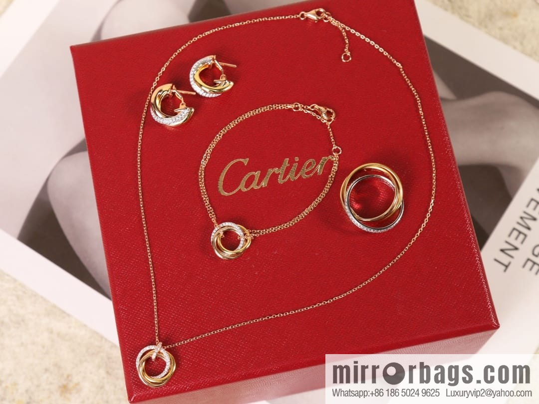Cartier Trinity series three-color three-ring earrings