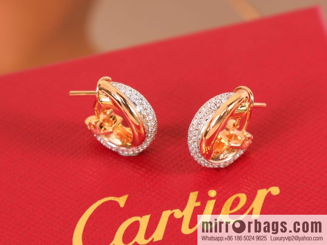Cartier Trinity series three-color three-ring earrings