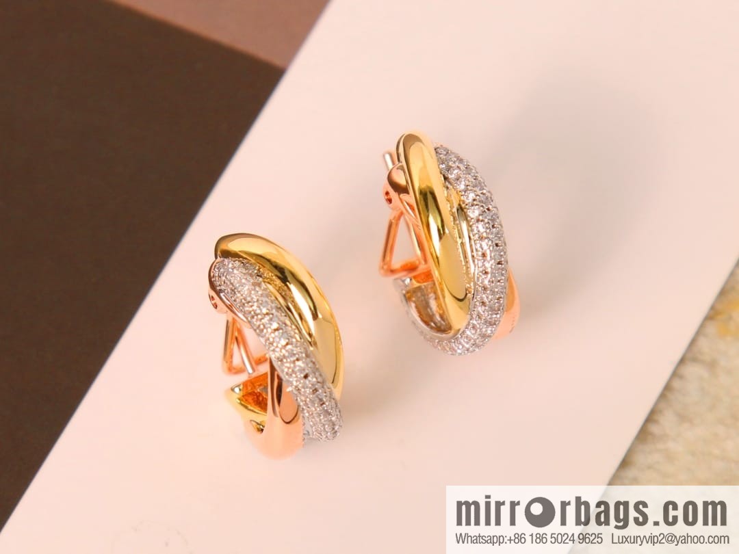 Cartier Trinity series three-color three-ring earrings