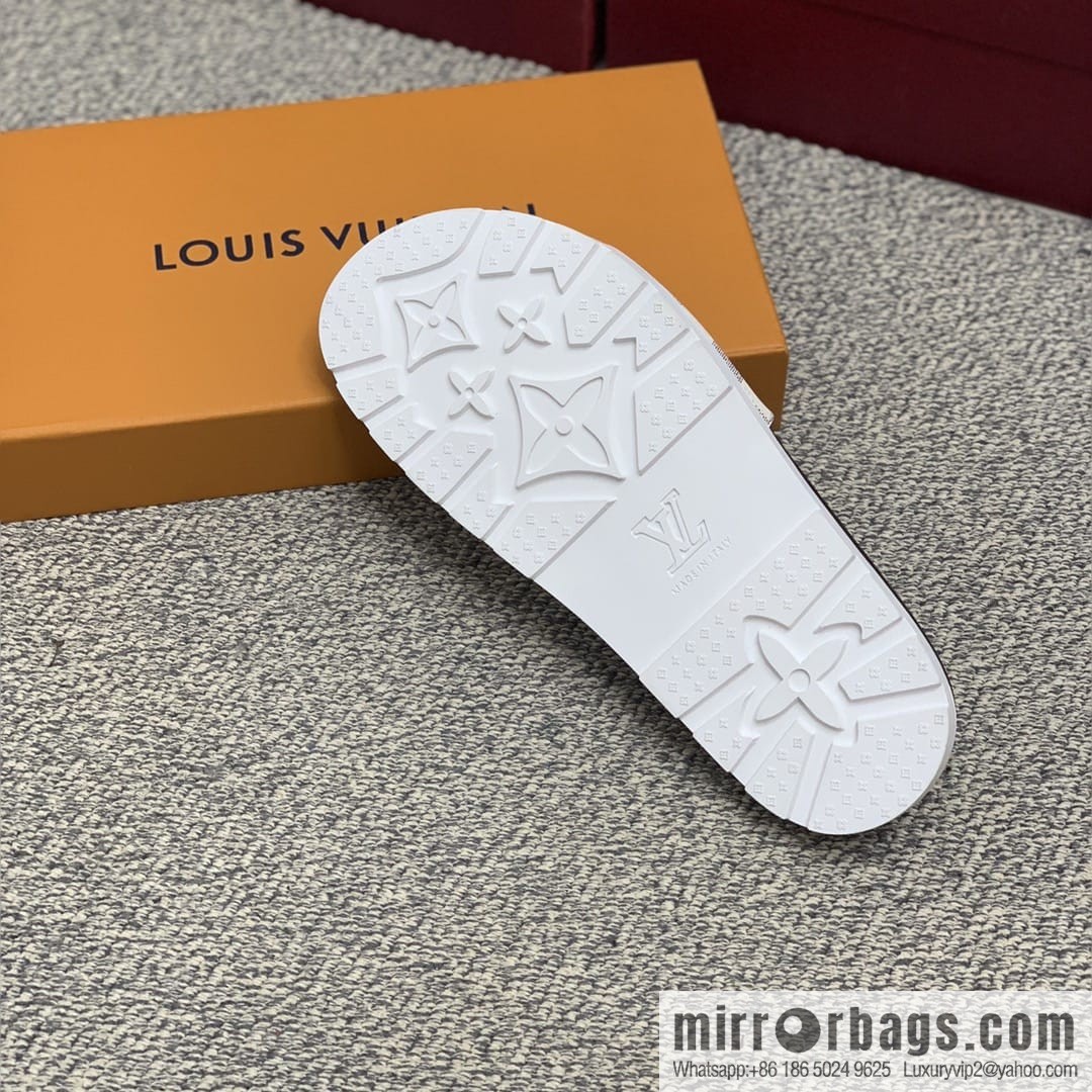 LV/Louis Vuitton men's sandals with classic PVC and black outsoles