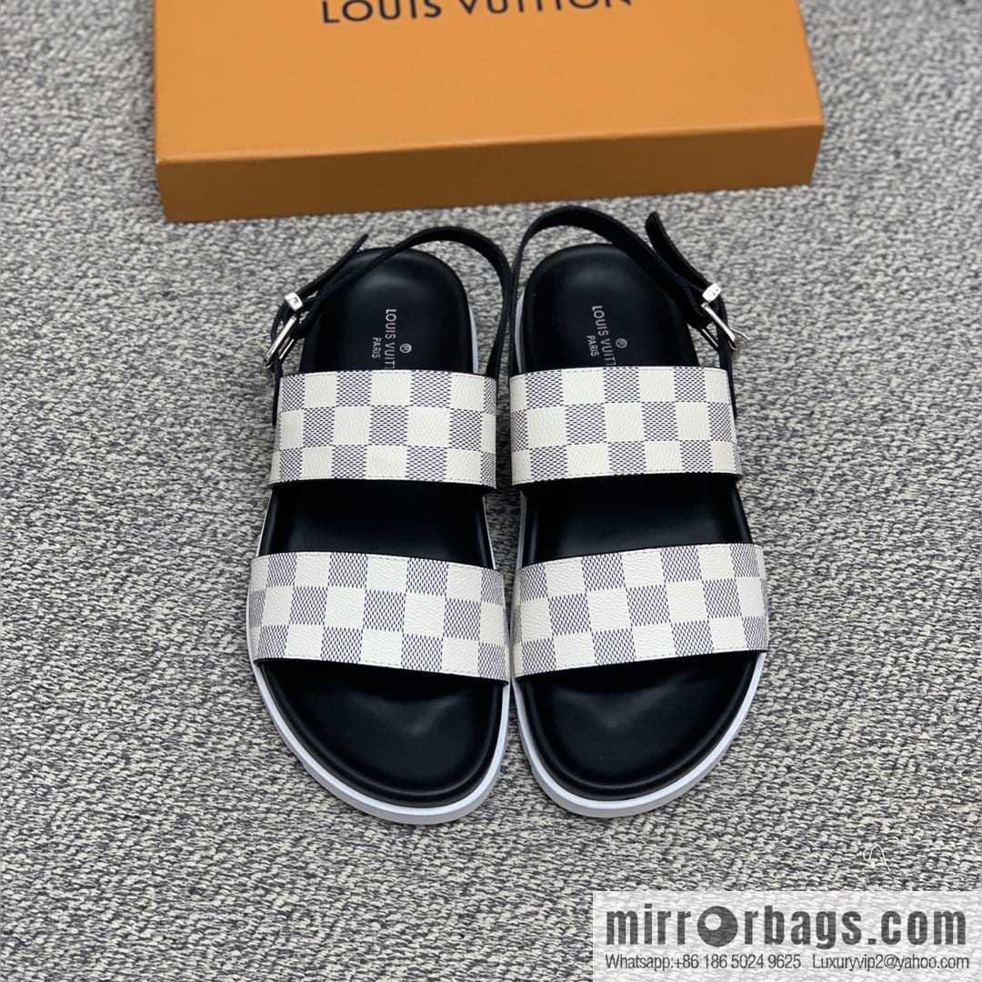 LV/Louis Vuitton men's sandals with classic PVC and black outsoles
