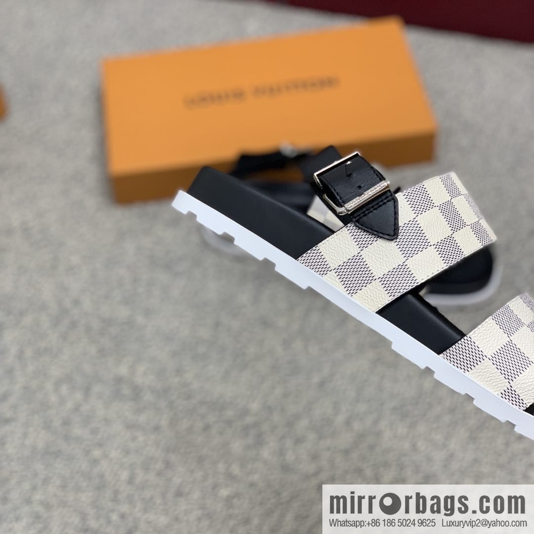 LV/Louis Vuitton men's sandals with classic PVC and black outsoles