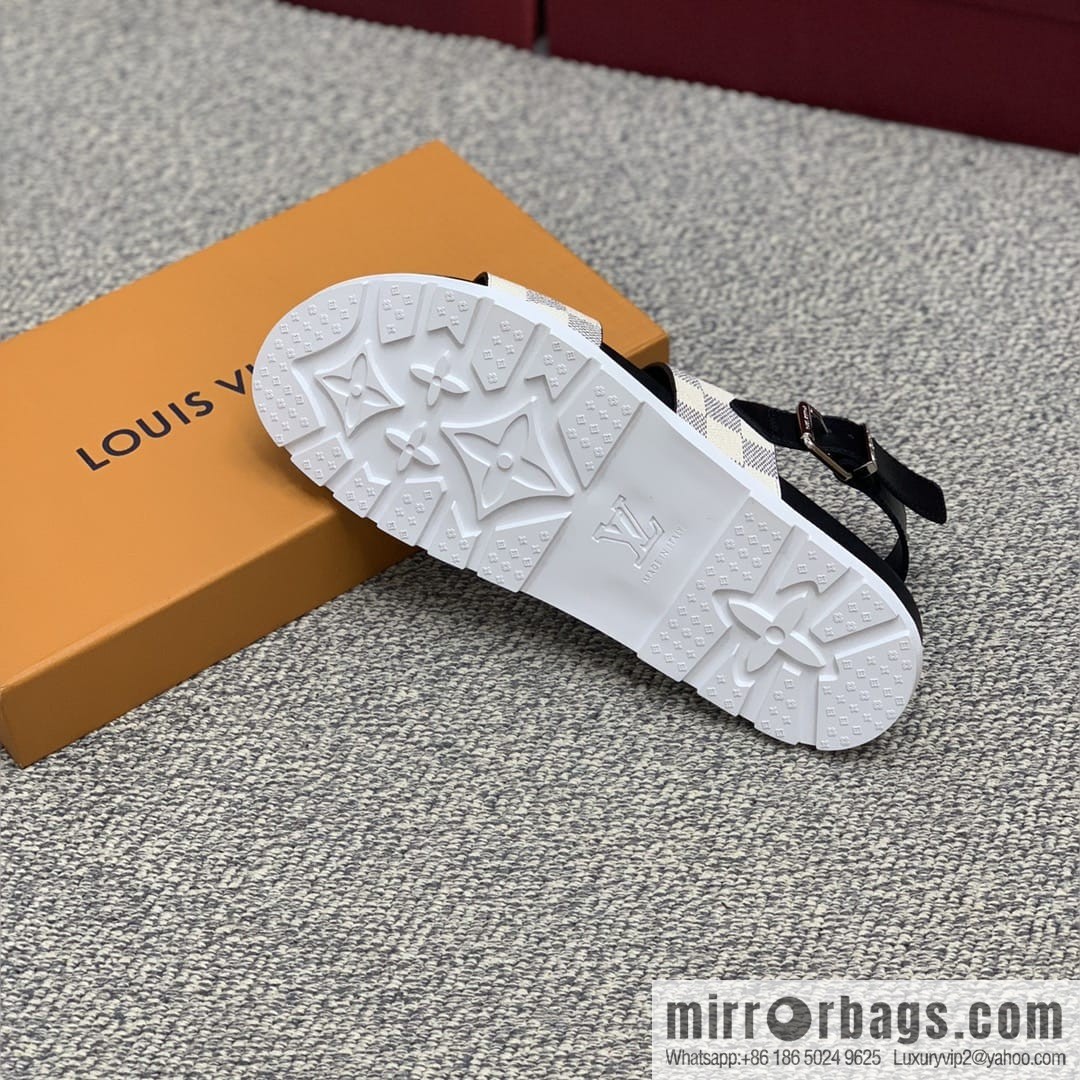 LV/Louis Vuitton men's sandals with classic PVC and black outsoles