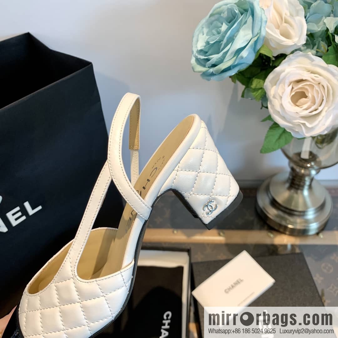 Chanel Xiaoxiang rhombus color matching thick-heeled sandals