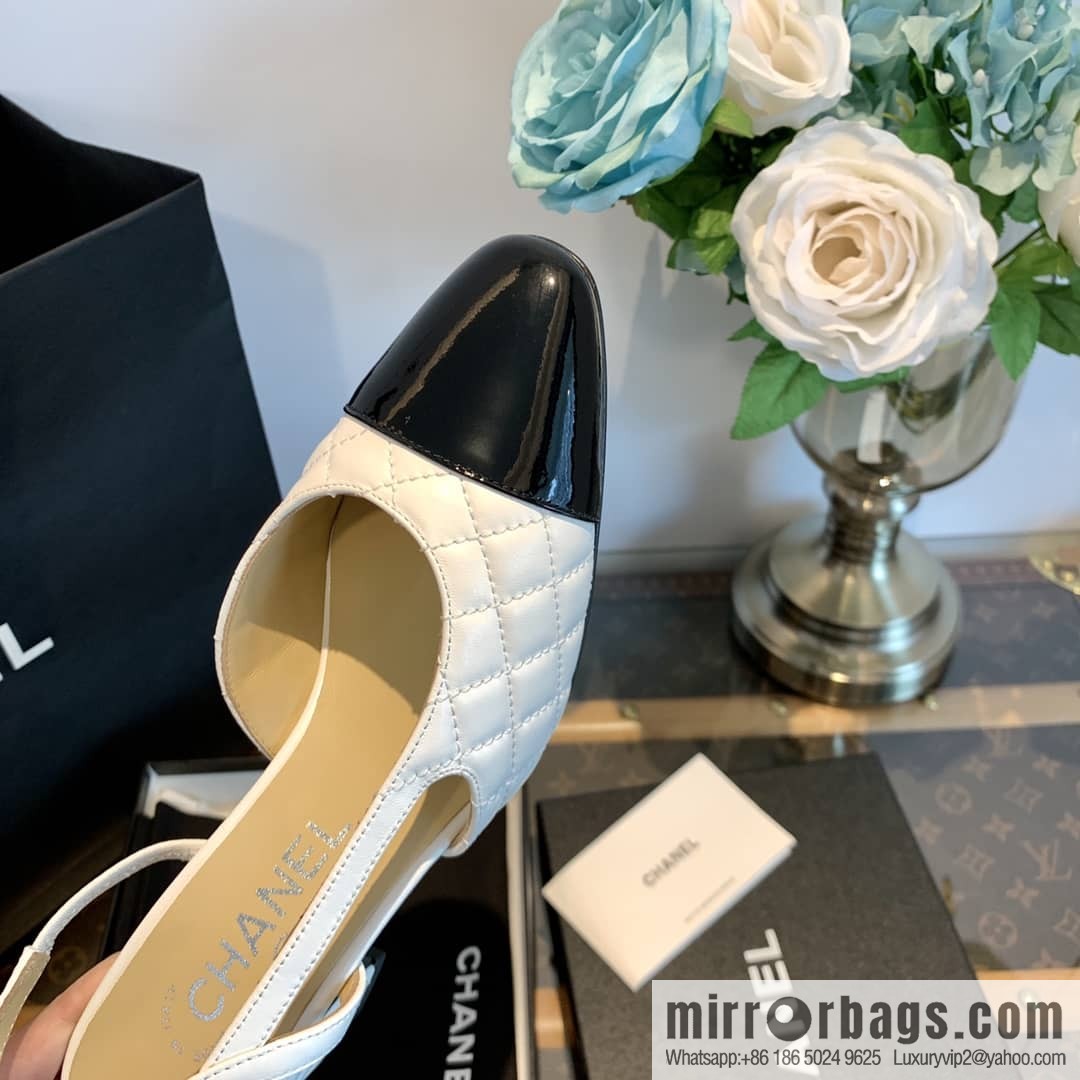 Chanel Xiaoxiang rhombus color matching thick-heeled sandals