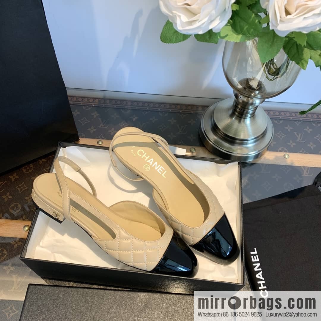 Chanel Xiaoxiang rhombus color matching thick-heeled sandals