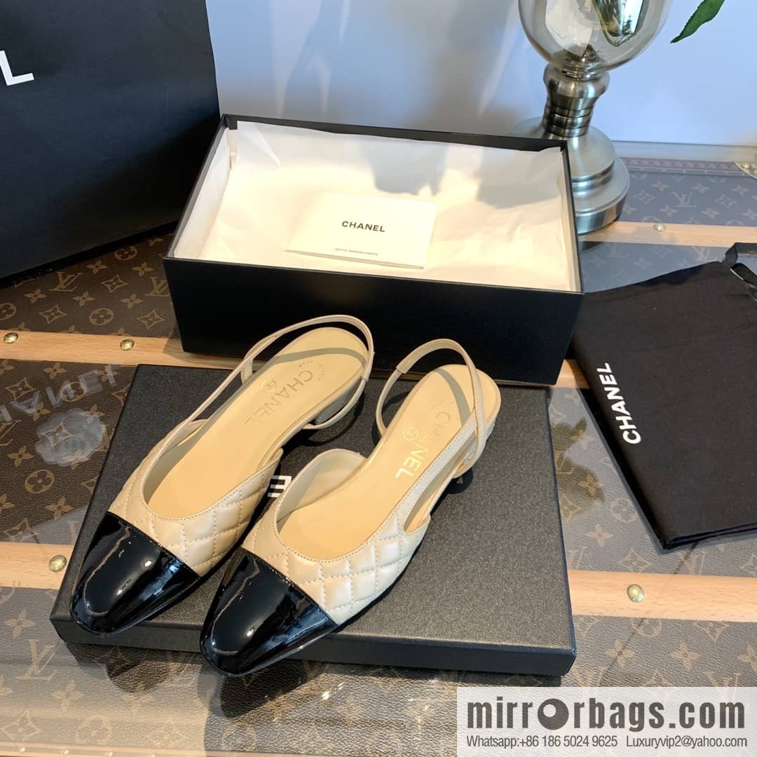 Chanel Xiaoxiang rhombus color matching thick-heeled sandals