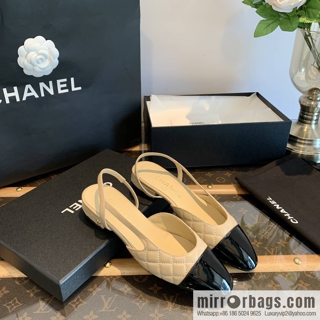 Chanel Xiaoxiang rhombus color matching thick-heeled sandals