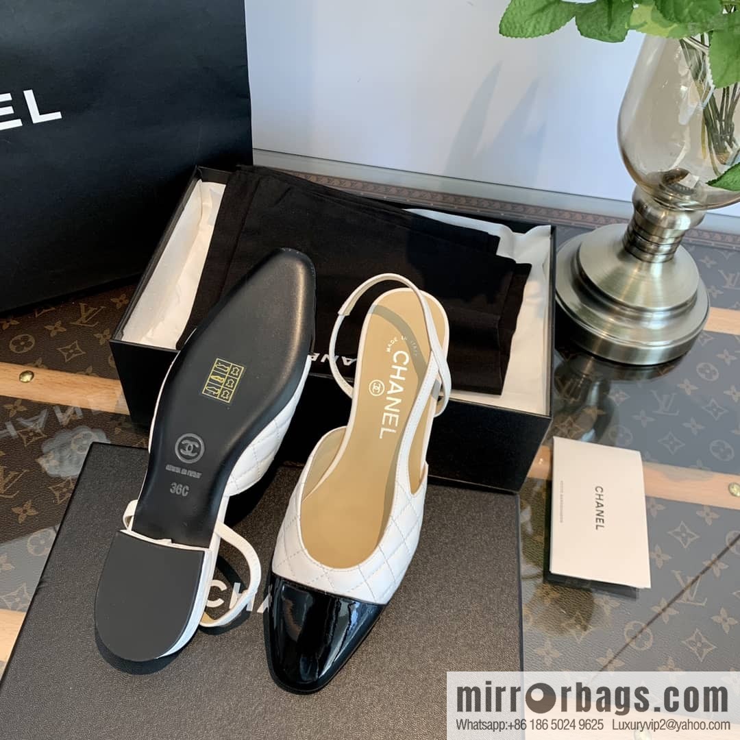 Chanel Xiaoxiang rhombus color matching thick-heeled sandals