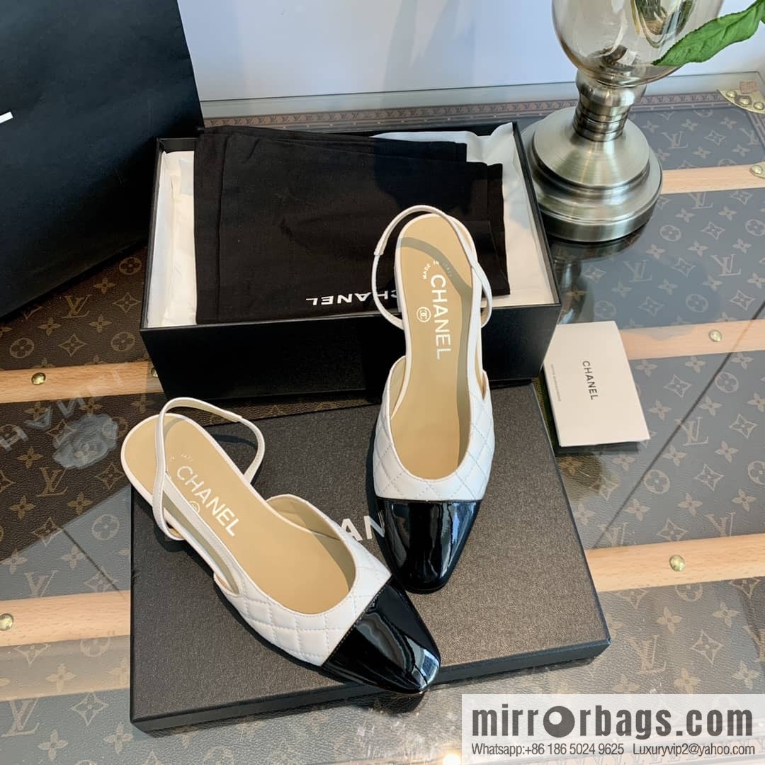 Chanel Xiaoxiang rhombus color matching thick-heeled sandals