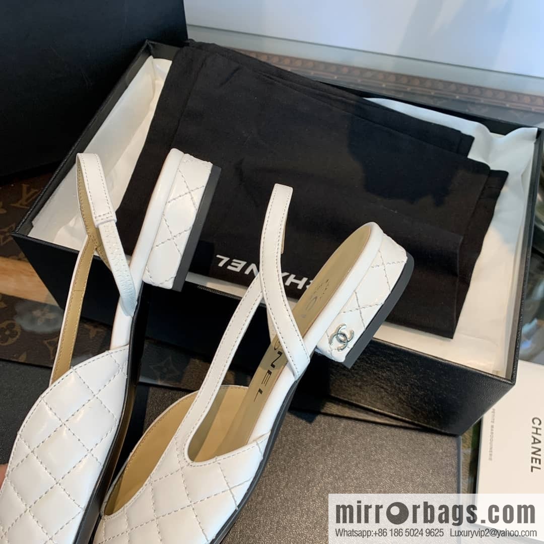 Chanel Xiaoxiang rhombus color matching thick-heeled sandals