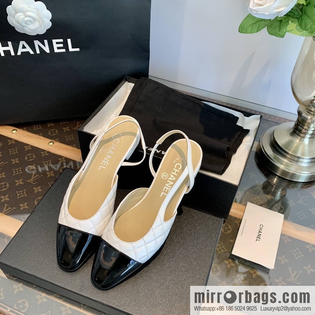 Chanel Xiaoxiang rhombus color matching thick-heeled sandals