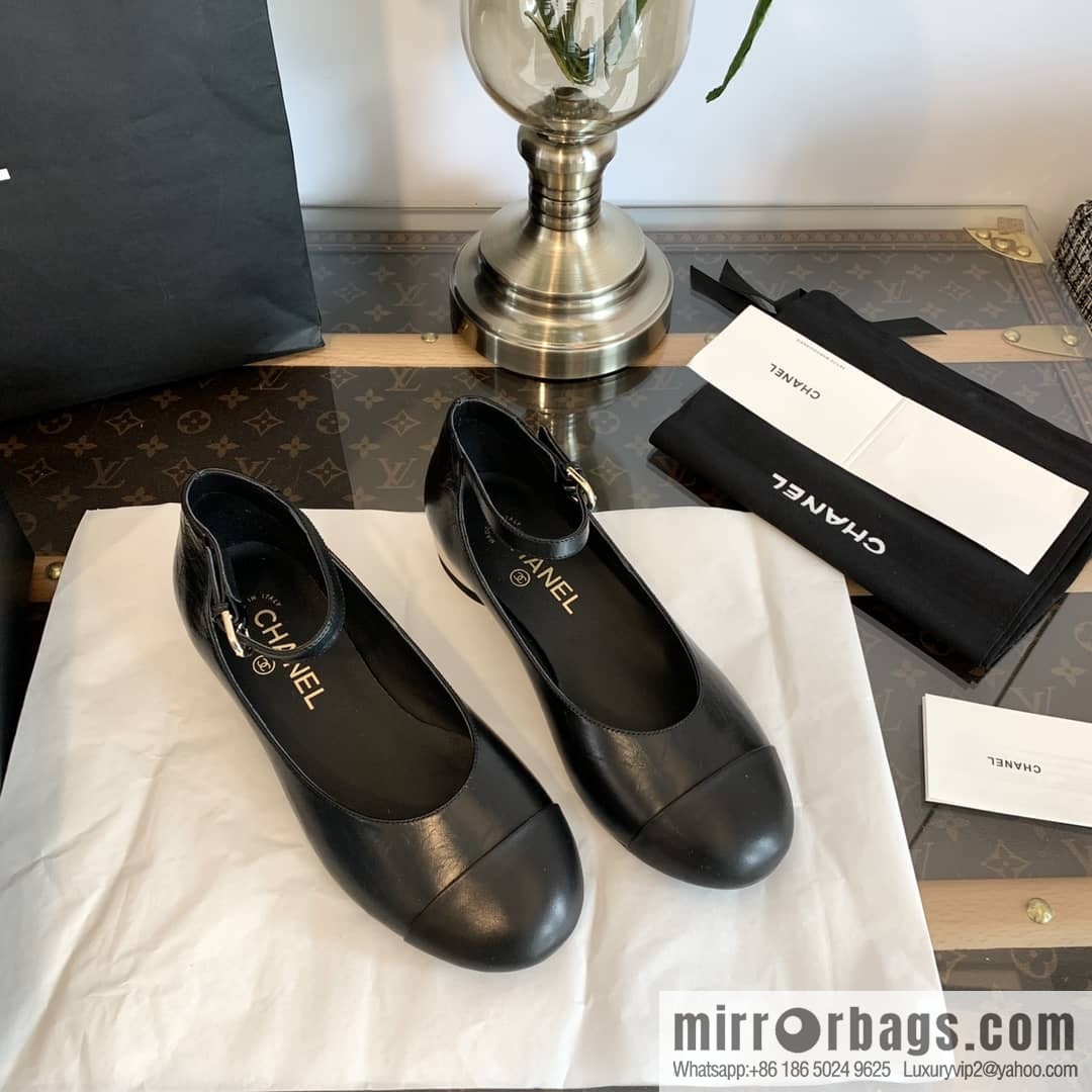 Chanel small fragrance color matching pearl heel counter Mary Jane single shoes‼