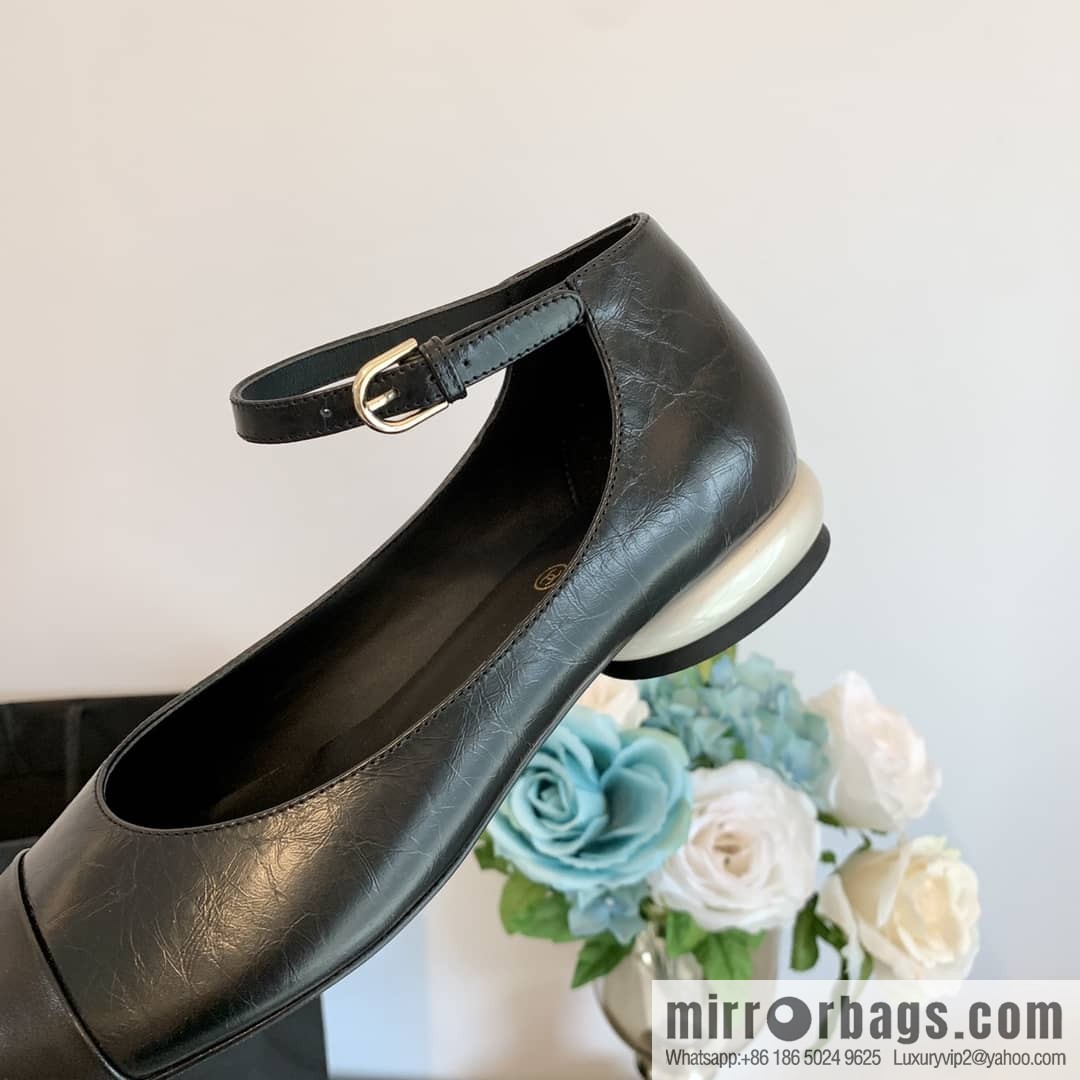 Chanel small fragrance color matching pearl heel counter Mary Jane single shoes‼
